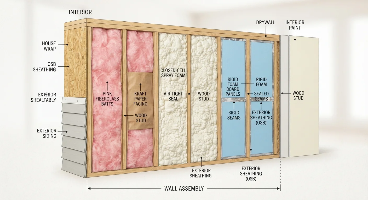 Insulation Types Explained: Batts, Blown-In, Foam, and Rigid Board
